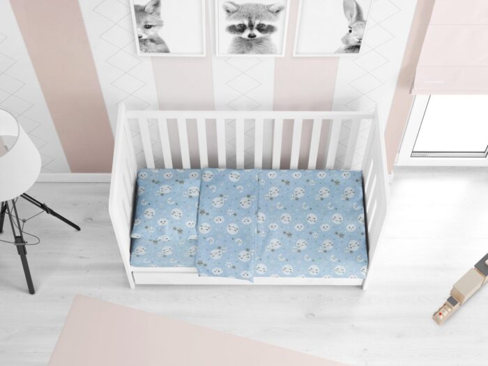 ΚΑΤΩΣΕΝΤΟΝΟ ΜΕ ΛΑΣΤΙΧΟ bebe Smile 81 0,70X1,40X0,15 Blue Cotton 100% - Image 1