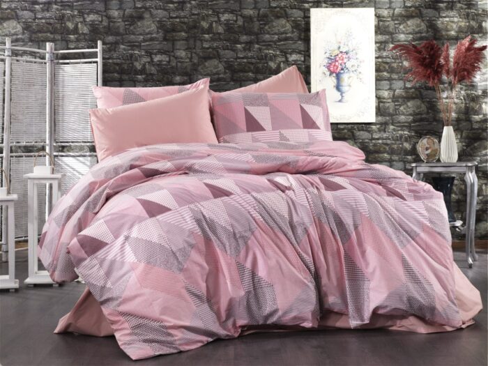 ΣΕΝΤΟΝΙΑ ΕΜΠΡΙΜΕ ΣΕΤ 3 τεμ Geometrical 331 160Χ240 Pink-Salmon Flannel cotton 100% - Image 1
