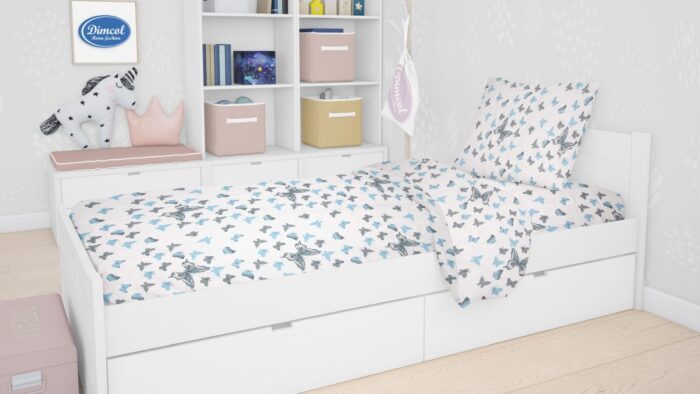 ΣΕΝΤΟΝΙΑ ΕΜΠΡΙΜΕ ΣΕΤ 2 τεμ kids Butterfly 56 160X240 Sky blue Cotton 100% - Image 1