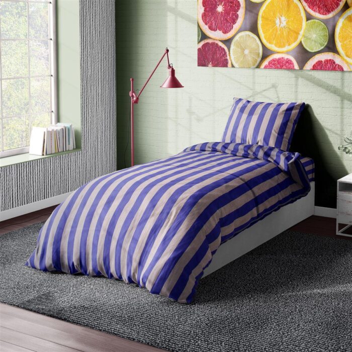 ΣΕΝΤΟΝΙΑ ΒΑΜΒΑΚΟΣΑΤΕΝ ΣΕΤ 2 τεμ. Stripes 157 Purple-Grey 160Χ240 Cotton 100% - Image 1